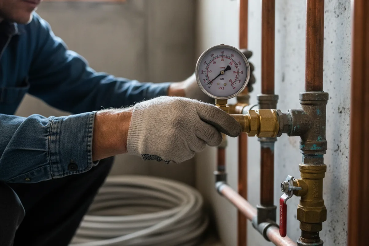Pressure testing a repaired line during Water Line Repair in Poughkeepsie